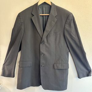 HUGO BOSS Sport Coat Men 54 Black Pinstripe Blazer 2 Button Wool Suit Jacket 54R